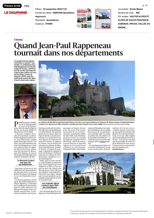 LE DAUPHINE : Quand Jean-Paul Rappeneau tournait dans nos départements